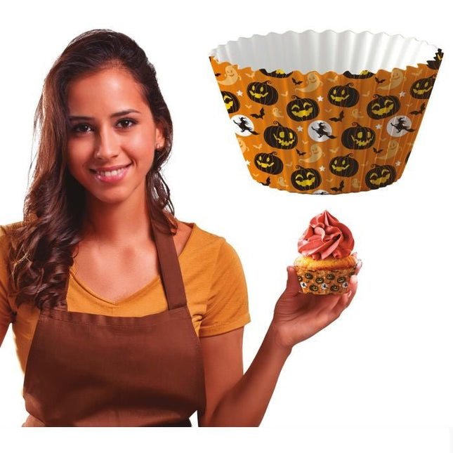 Halloween Cupcake Vormpjes Oranje Papier 5cm 50st - Partywinkel - 8434077269374