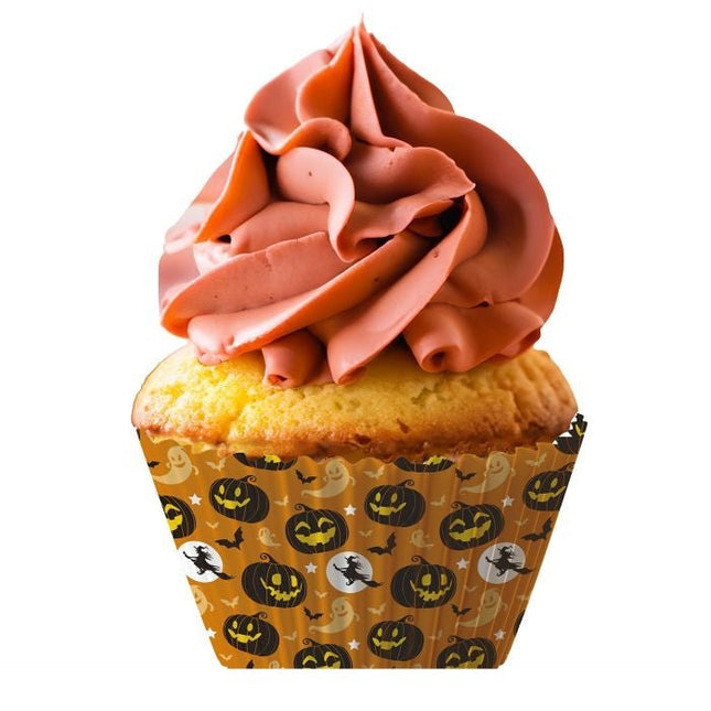 Halloween Cupcake Vormpjes Oranje Papier 5cm 50st - Partywinkel - 8434077269374