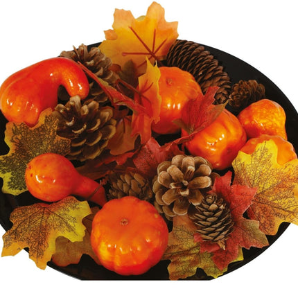 Halloween Decoratie Pompoenbladeren En Dennenappels - Partywinkel - 8434077249703