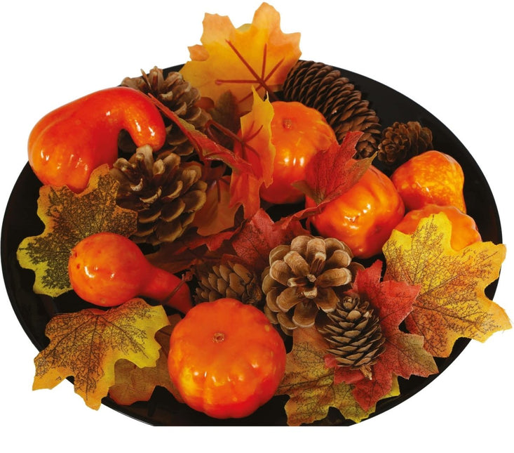Halloween Decoratie Pompoenbladeren En Dennenappels - Partywinkel - 8434077249703