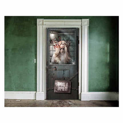 Halloween Deurposter Psychiatrisch 120cm x 79cm van Fiestas Guirca koop je bij Partywinkel