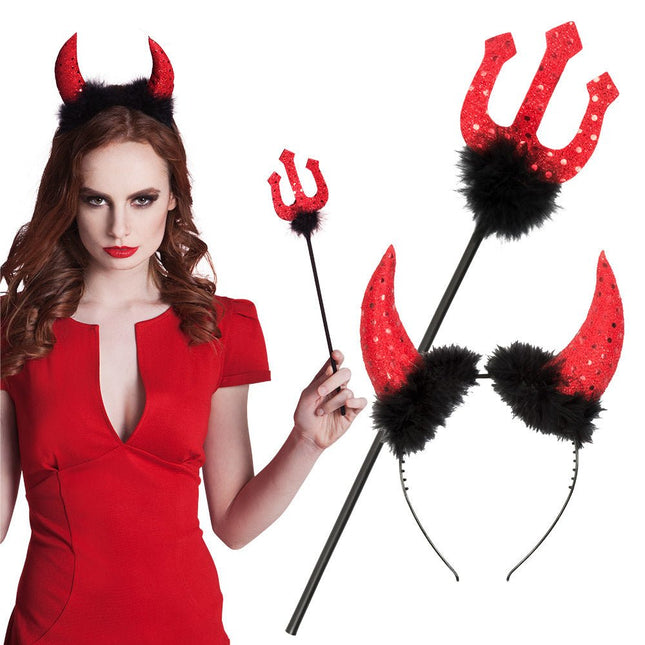 Halloween Duivel Set Rood Zwart 2 delig van Boland koop je bij Partywinkel