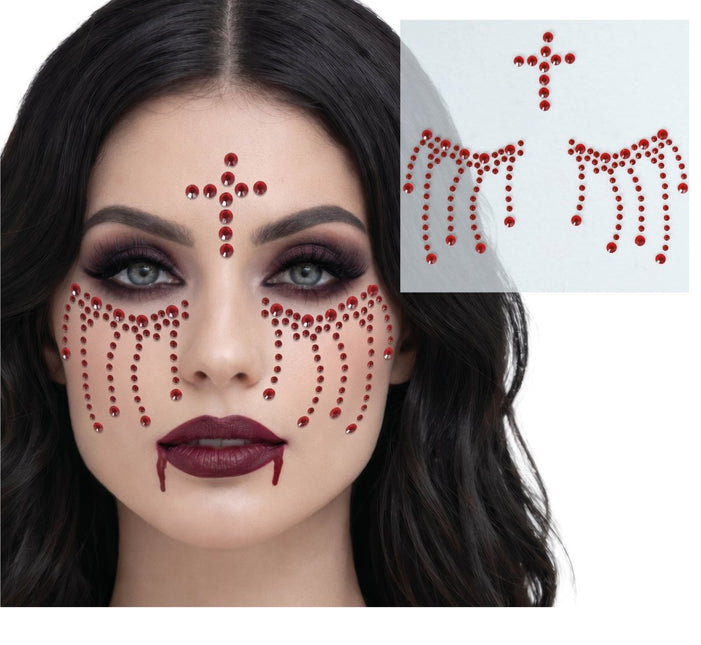 Halloween Gezicht Stickers Rood Kruis van Fiestas Guirca koop je bij Partywinkel