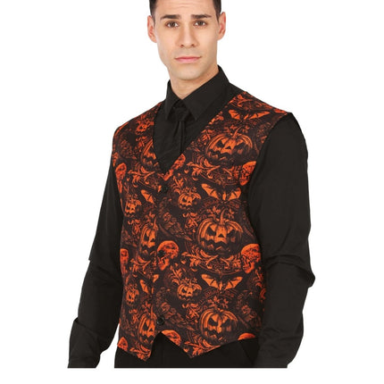 Halloween Gilet Heren Pompoenen - Partywinkel - 8434077179314