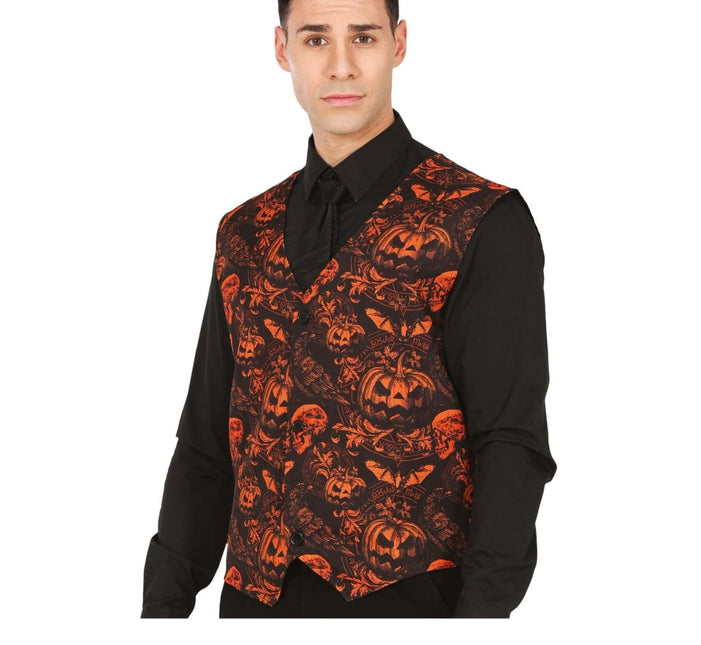 Halloween Gilet Heren Pompoenen - Partywinkel - 8434077179314