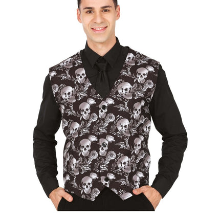 Halloween Gilet Heren Schedels - Partywinkel - 8434077179352