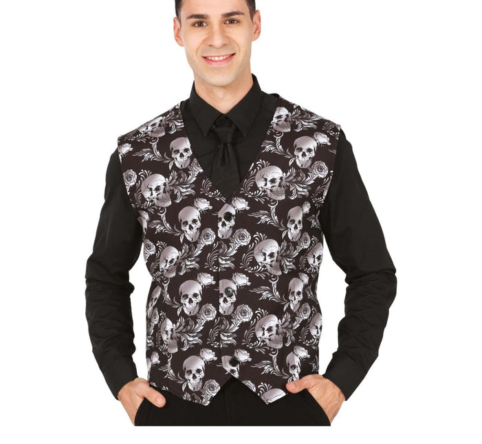 Halloween Gilet Heren Schedels - Partywinkel - 8434077179352