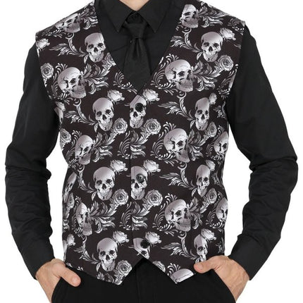 Halloween Gilet Heren Schedels - Partywinkel - 8434077179352