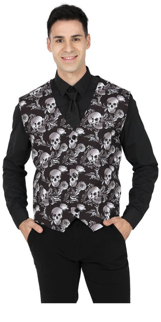 Halloween Gilet Heren Schedels - Partywinkel - 8434077179352