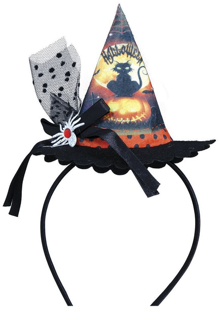 Halloween Haarband Mini Heksenhoed Kat van Fiestas Guirca koop je bij Partywinkel