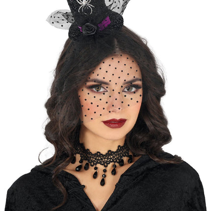 Halloween Haarband Mini Hoed Met Spin van Fiestas Guirca koop je bij Partywinkel