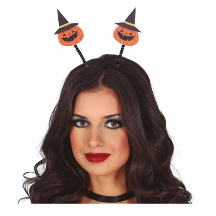 Halloween Haarband Pompoenen Met Hoed van Fiestas Guirca koop je bij Partywinkel