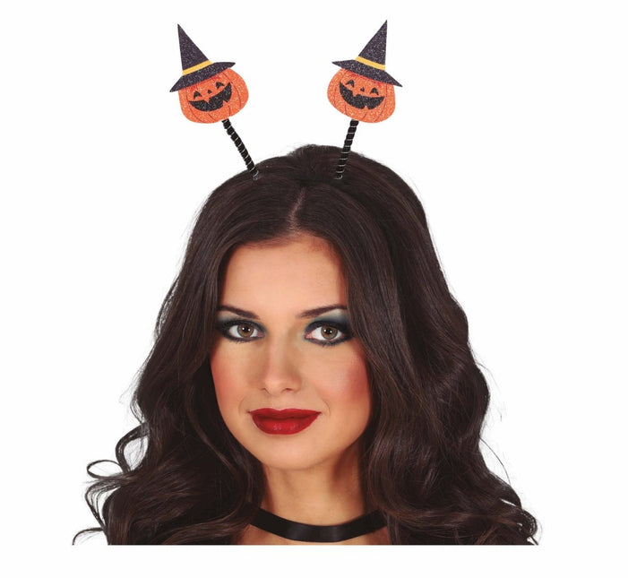 Halloween Haarband Pompoenen Met Hoed van Fiestas Guirca koop je bij Partywinkel