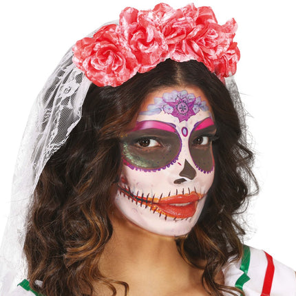 Halloween Haarband Roze Sluier En Boemen van Fiestas Guirca koop je bij Partywinkel