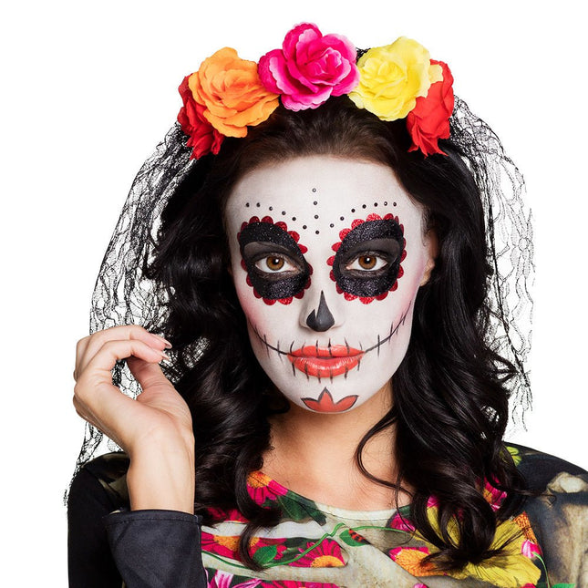 Halloween Haarband Sluier Bloemen van Boland koop je bij Partywinkel