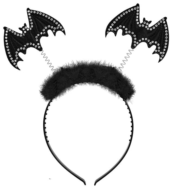 Halloween Haarband Vleermuis Zwart Strass van Widmann koop je bij Partywinkel