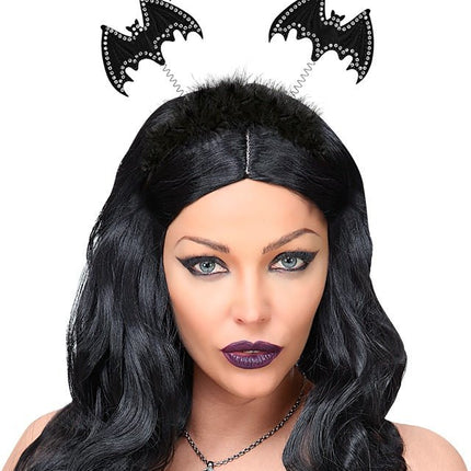 Halloween Haarband Vleermuis Zwart Strass van Widmann koop je bij Partywinkel