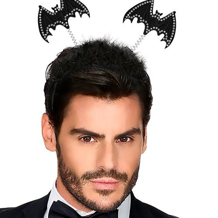 Halloween Haarband Vleermuis Zwart Strass van Widmann koop je bij Partywinkel