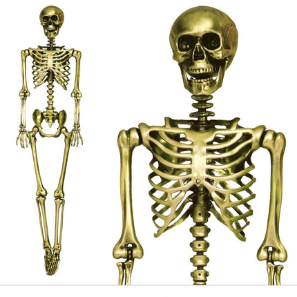 Halloween Hangdecoratie Goud Skelet 1,6m - Partywinkel - 8434077249390