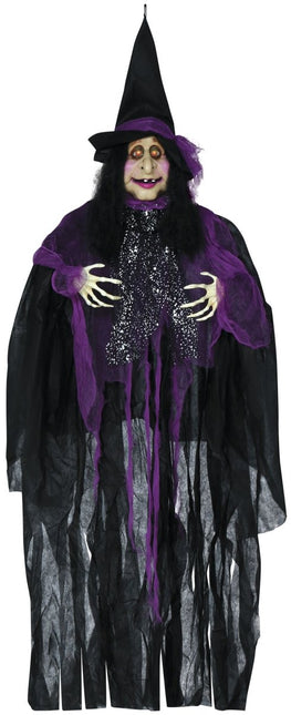 Halloween Hangdecoratie Heks Met Licht En Geluid 1,2m - Partywinkel - 8434077248980