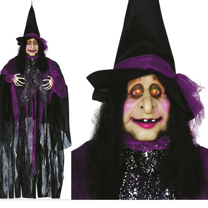 Halloween Hangdecoratie Heks Met Licht En Geluid 1,2m - Partywinkel - 8434077248980