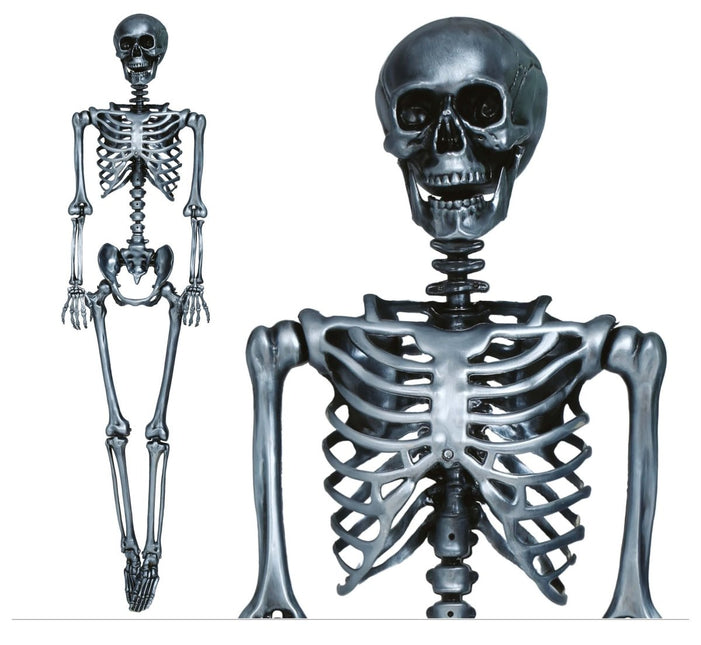 Halloween Hangdecoratie Zilver Skelet 1,6m - Partywinkel - 8434077249406