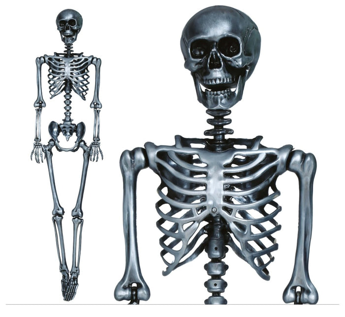 Halloween Hangdecoratie Zilver Skelet 90cm - Partywinkel - 8434077269640