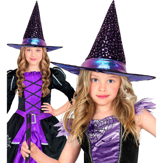 Halloween Heksenhoed Kind Sterren En Maan van Widmann koop je bij Partywinkel