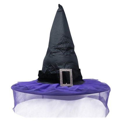 Halloween Heksenhoed Sluier Paars van Fiestas Guirca koop je bij Partywinkel
