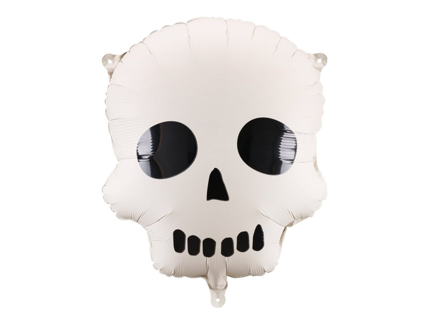 Halloween Helium Ballon Wit Zwart Doodshoofd Leeg 41cm van Partydeco koop je bij Partywinkel