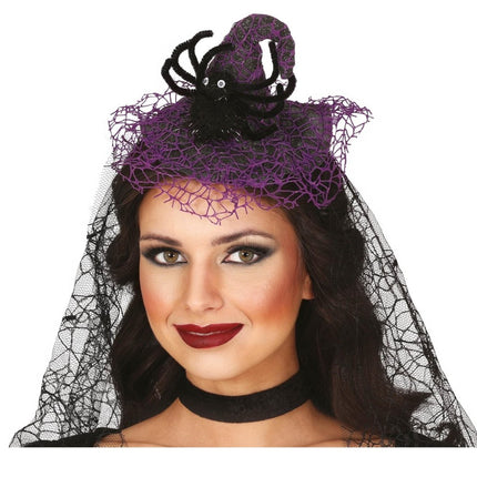 Halloween Hoofdband Heks Met Sluier - Partywinkel - 8434077246009