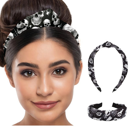 Halloween Hoofdband Zwart Wit Spoken - Partywinkel - 8434077191026