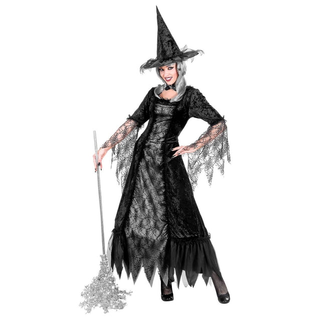 Halloween Jurk Dames Heks Spinnenweb van Widmann koop je bij Partywinkel