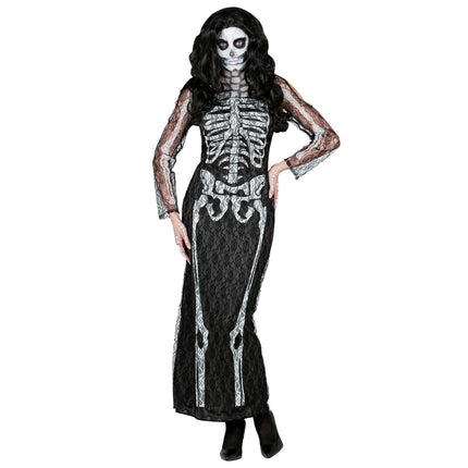 Halloween Jurk Dames Lang Skelet van Widmann koop je bij Partywinkel