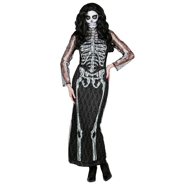 Halloween Jurk Dames Lang Skelet van Widmann koop je bij Partywinkel