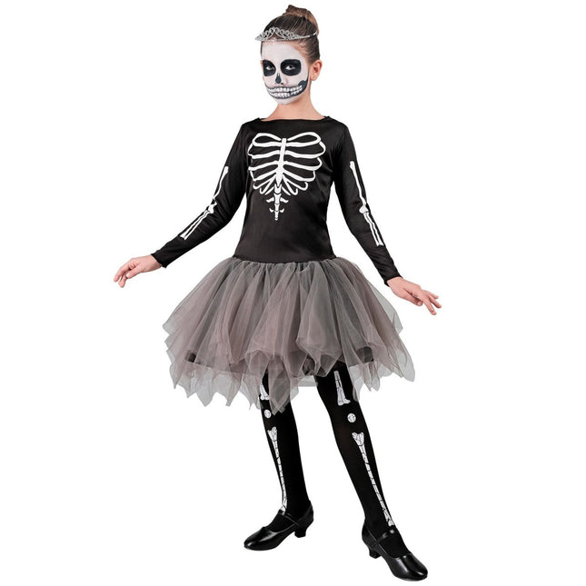 Halloween Jurk Meisje Ballerina Skelet van Widmann koop je bij Partywinkel
