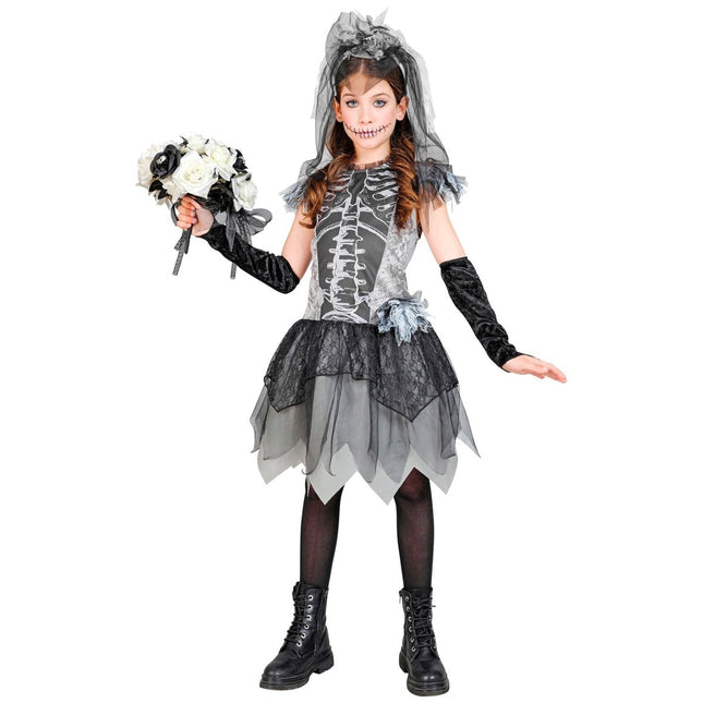 Halloween Jurk Meisje Skelet Bruidje van Widmann koop je bij Partywinkel