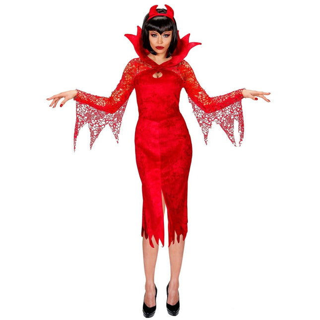 Halloween Jurk Rood Dames Duivel 2 delig van Widmann koop je bij Partywinkel