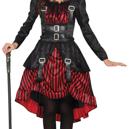 Halloween Jurk Rood Zwart Meisje Gothic van Fiestas Guirca koop je bij Partywinkel
