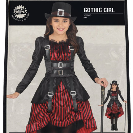 Halloween Jurk Rood Zwart Meisje Gothic van Fiestas Guirca koop je bij Partywinkel