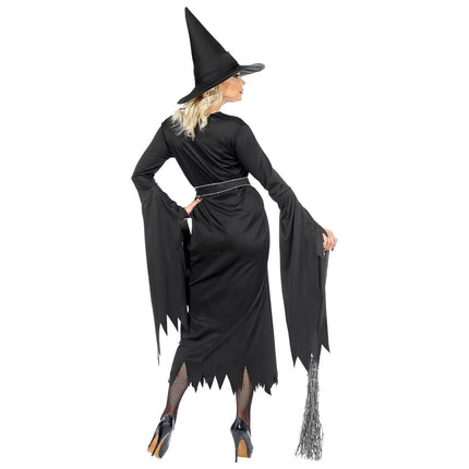 Halloween Jurk Zwart Dames Heks 3 delig van Widmann koop je bij Partywinkel