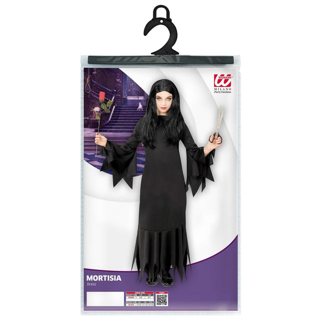 Halloween Jurk Zwart Meisje Mortisia van Widmann koop je bij Partywinkel