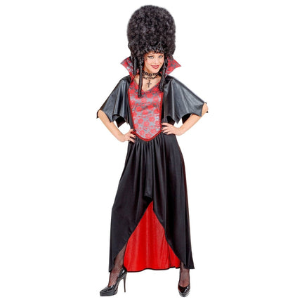 Halloween Jurk Zwart Rood Dames Vampier 2 delig van Widmann koop je bij Partywinkel
