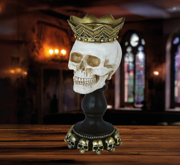 Halloween Kaarsenhouder Schedel 25cm van Fiestas Guirca koop je bij Partywinkel