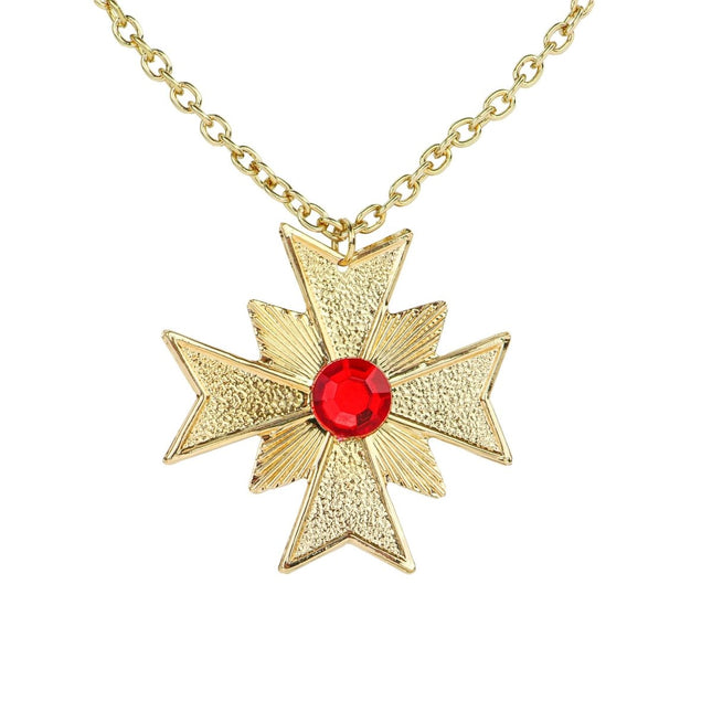 Halloween Ketting Goud Met Rode Edelsteen van Widmann koop je bij Partywinkel