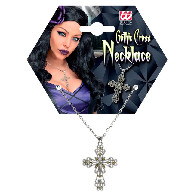 Halloween Ketting Zilver Kruis van Widmann koop je bij Partywinkel