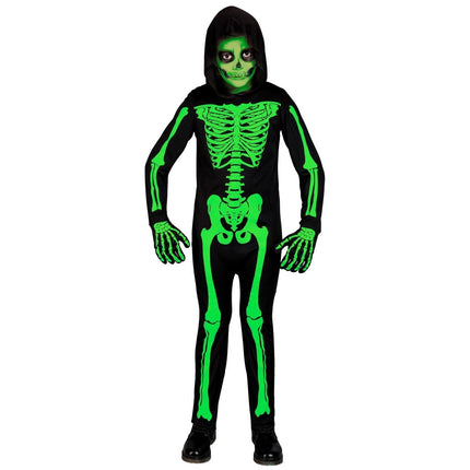 Halloween Kostuum Zwart Groen Kind Skelet 2 delig van Widmann koop je bij Partywinkel