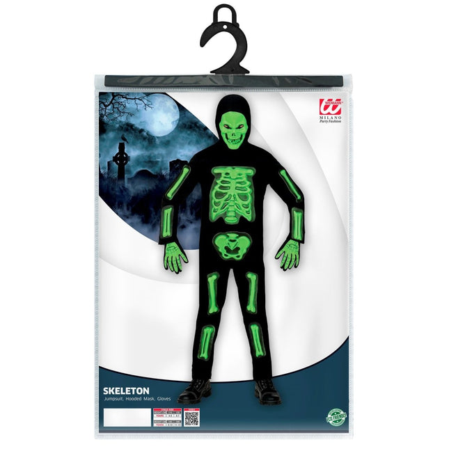 Halloween Kostuum Zwart Groen Kind Skelet 3D van Widmann koop je bij Partywinkel