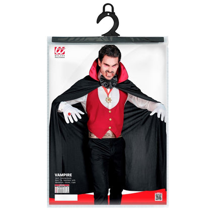 Halloween Kostuum Zwart Rood Heren Vampier 4 delig van Widmann koop je bij Partywinkel