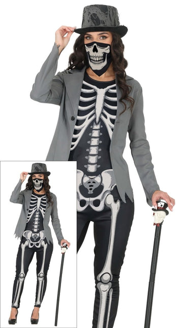 Halloween Kostuum Zwart Wit Dames Skelet van Fiestas Guirca koop je bij Partywinkel